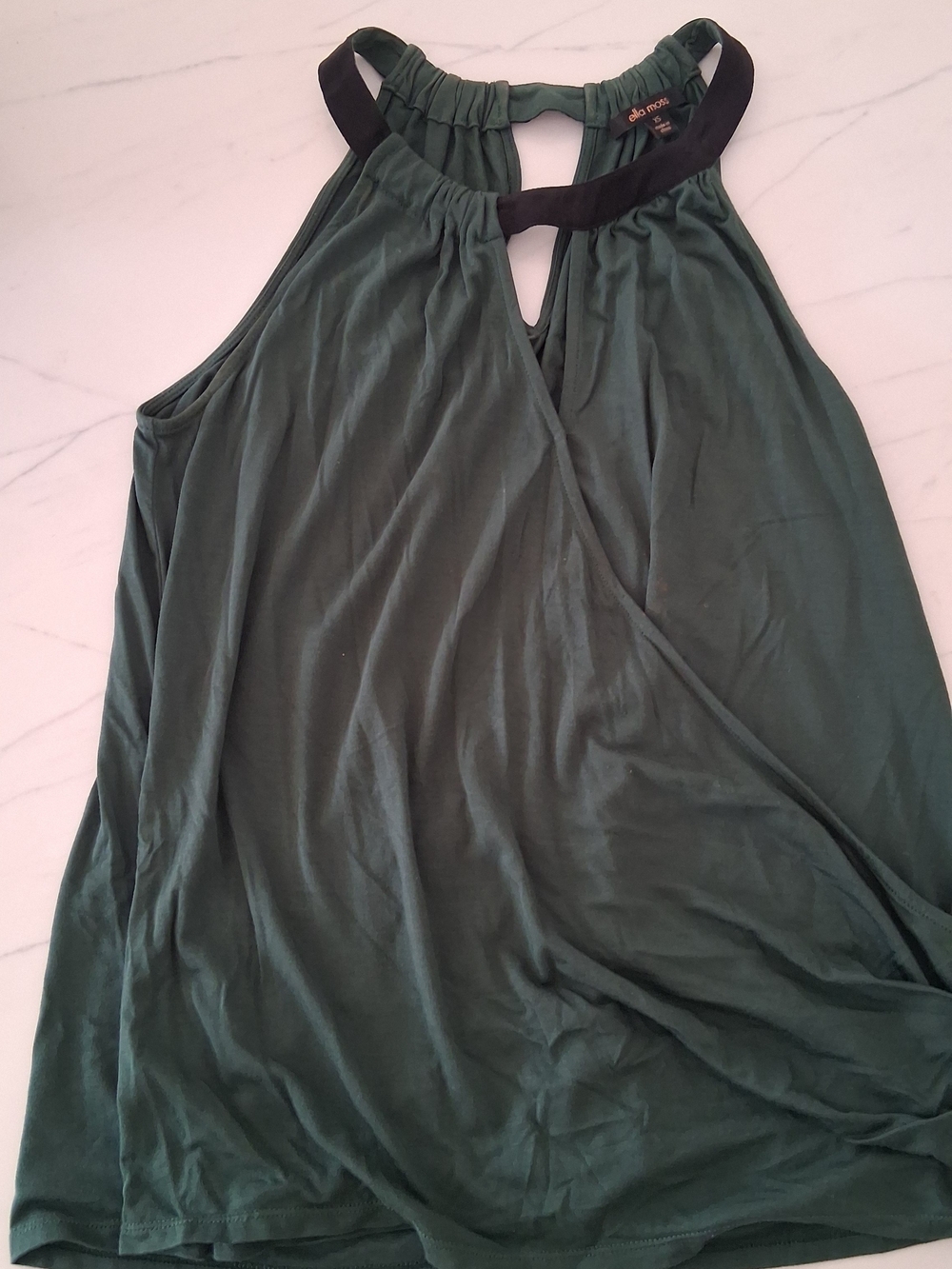Ella Moss Deep Green Halter Tank with Black Trim